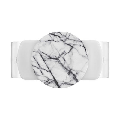 PopGrip Slide Stretch Dove White Marble with Rounded Edges